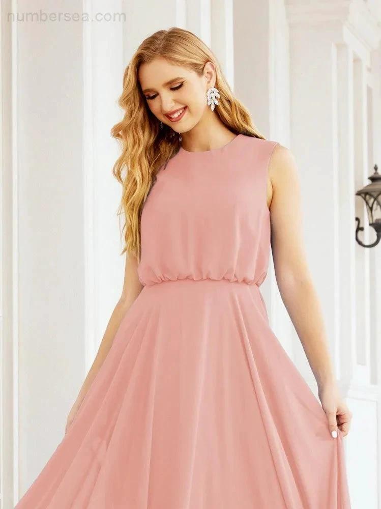 Numbersea Sleeveless Long Bridesmaid Dress A line Formal Evening Prom Gown 28025 by numbersea
