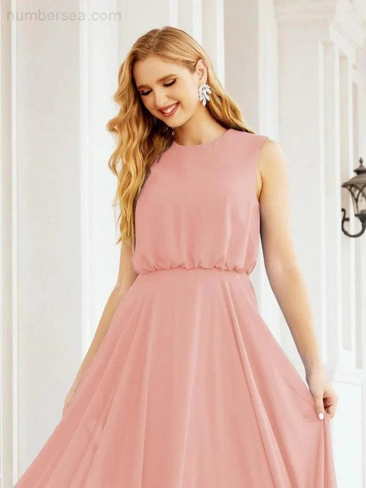 Numbersea Sleeveless Long Bridesmaid Dress A line Formal Evening Prom Gown 28025 by numbersea
