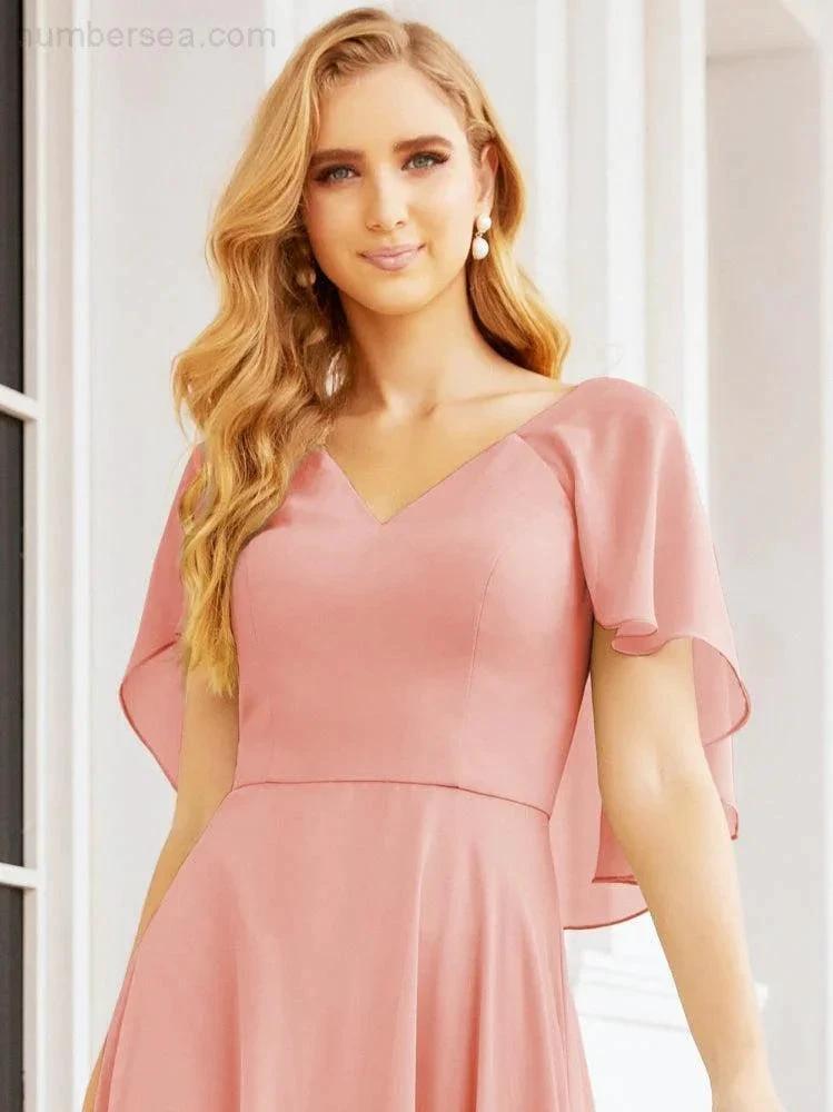 Numbersea Bridesmaid Dresses for Wedding Formal Evening Party Prom Gown with Cape 28050 by numbersea
