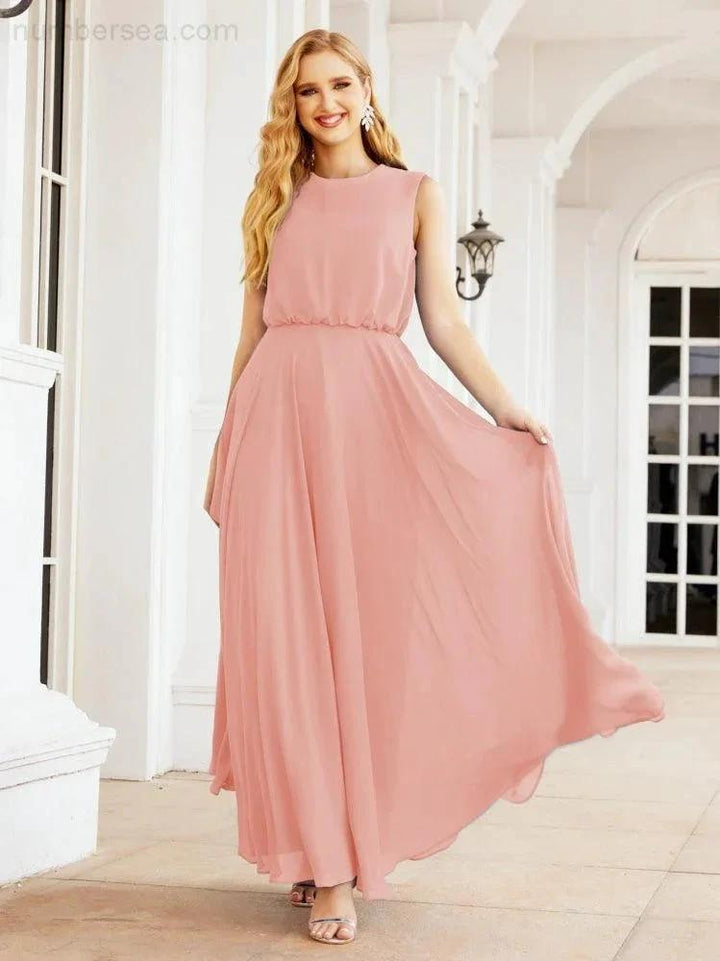 Numbersea Sleeveless Long Bridesmaid Dress A line Formal Evening Prom Gown 28025 by numbersea