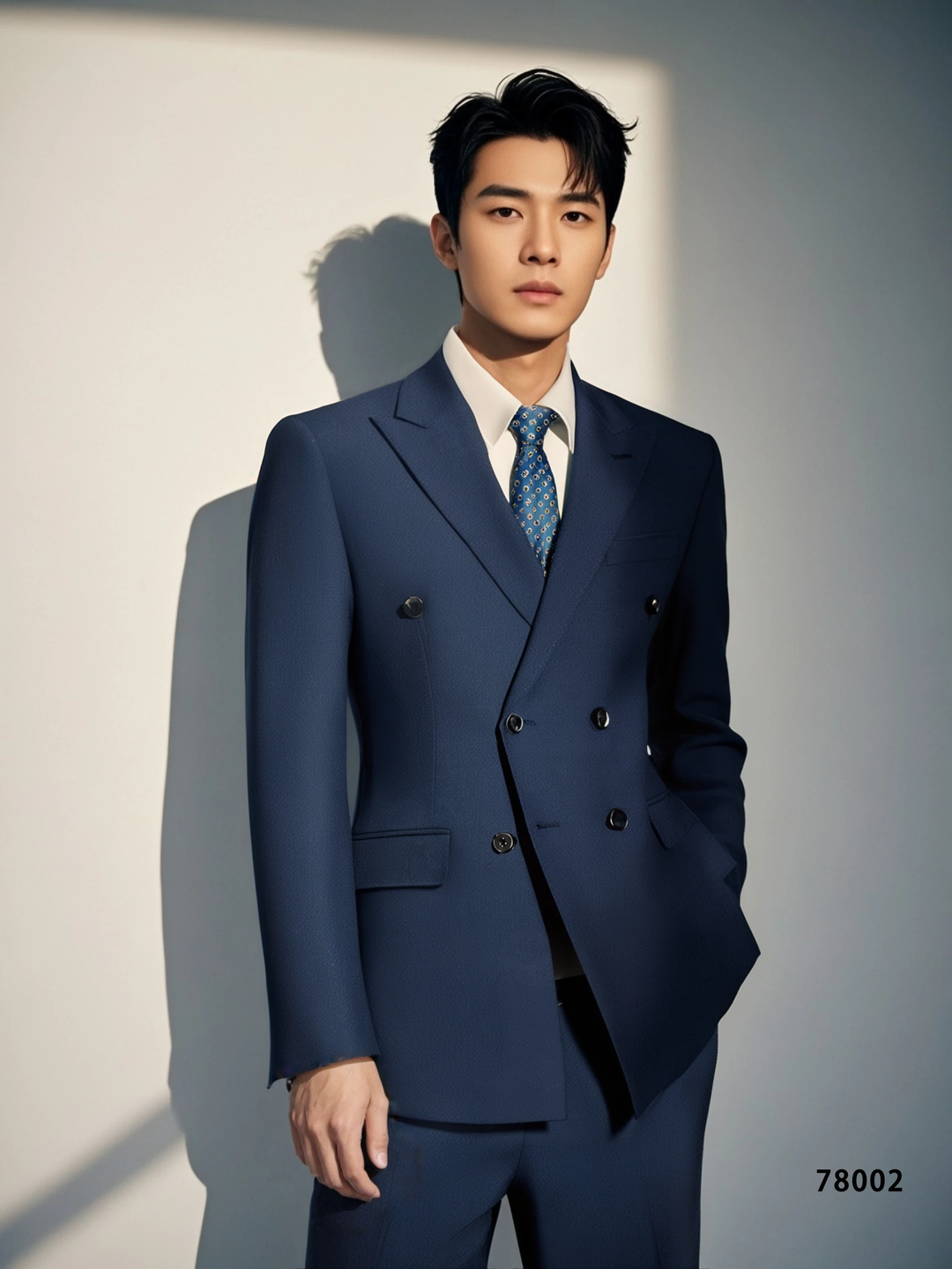 Double-Breasted Navy Wool Suit | Tailored Formal Groom &amp; Business Suit by 男装