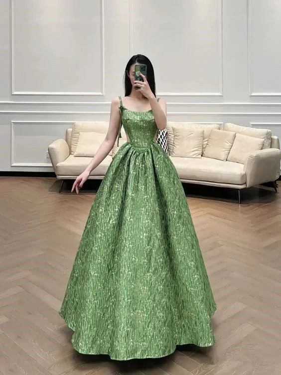 Vintage Green Evening Gown Spaghetti Straps A Line Prom Party Dress Brithday Ball Gown Y7567 by simplepromdress