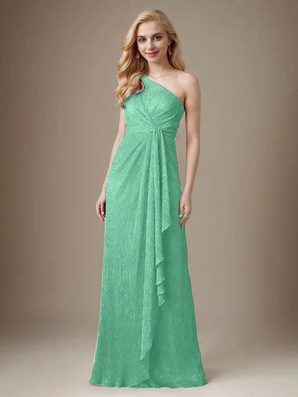 Ruby Sheath One Shoulder Metallic Mesh Dress Mother of the Bride Dress by Dreamylily