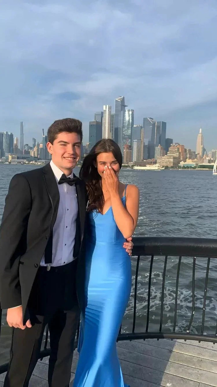 Atlantic Blue Mermaid Backless Prom Dress Elegant Evening Dress Y303 by simplepromdress
