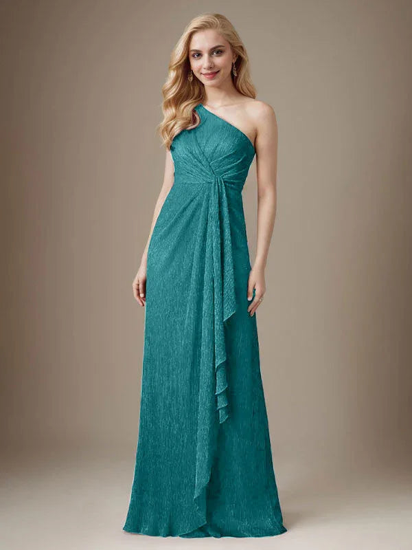 Ruby Sheath One Shoulder Metallic Mesh Dress Mother of the Bride Dress by Dreamylily