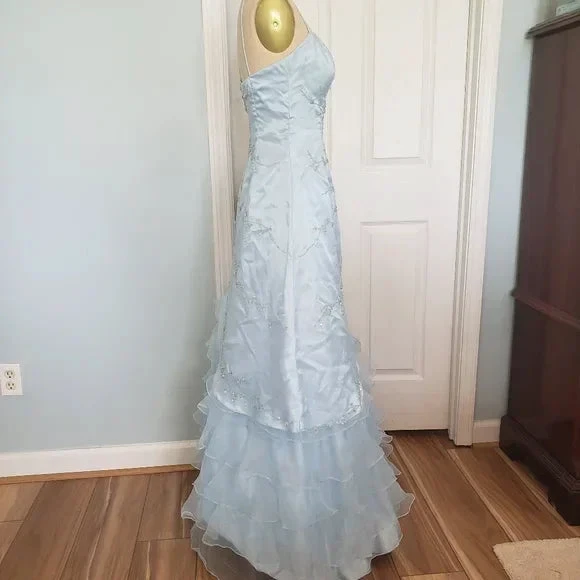 Elegant Ice Blue Sequins Beaded Ball Gown,Tulle Layered A Line Prom Dress Y7931 by simplepromdress