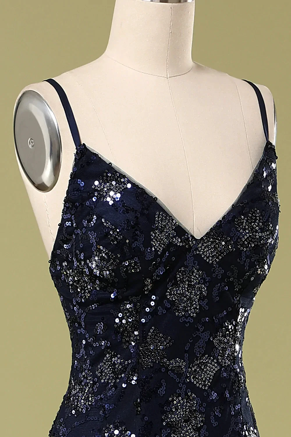 Navy Blue Evening Dress with Beading Sequins,Chic Prom Dress Y1832 by simplepromdress