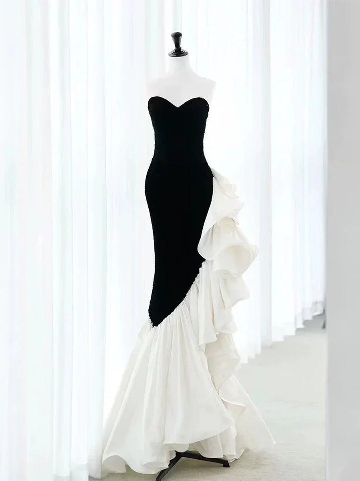 Chic Velvet Black Long Prom Dress Mermaid Pleated Evening Dress Y8048 by simplepromdress