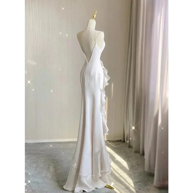 Charming White Wedding Dress,Sleeveless Bridal Dress Y2066 by simplepromdress