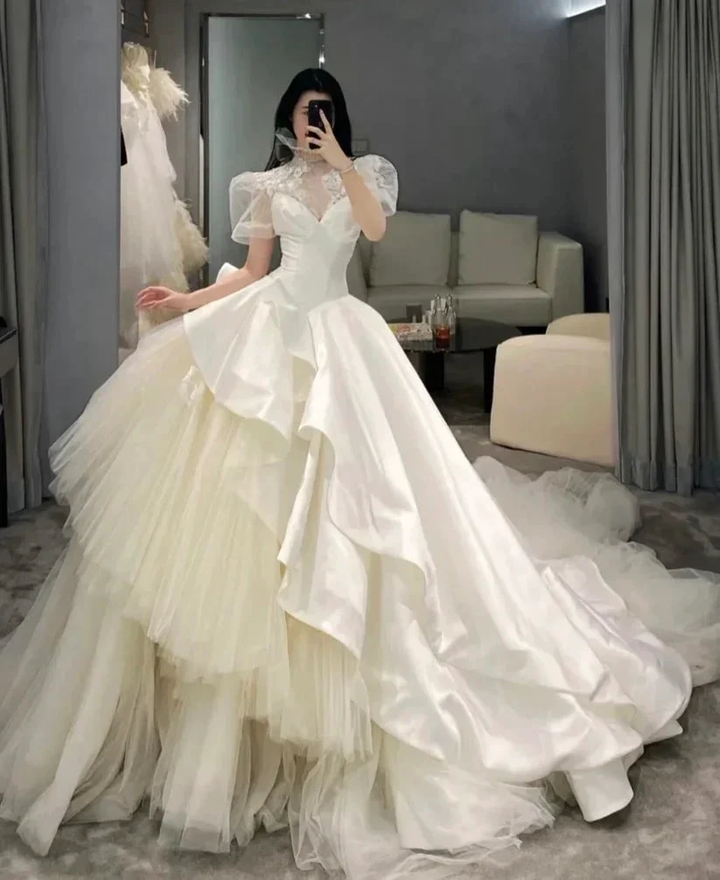 Chic A-line Long Sleeves Wedding Dress,Bridal Gown Y6789 by simplepromdress