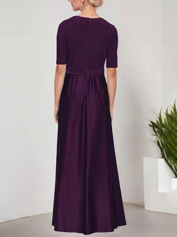 Surplice Neckline Ballgown with Full Satin Skirt &amp; Jersey Bodice by Dreamylily
