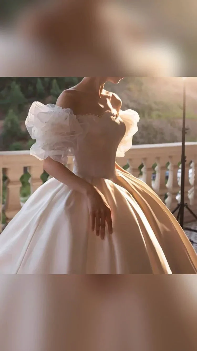 Vintage White Satin Wedding Dress Charming Wedding Dress Y411 by simplepromdress