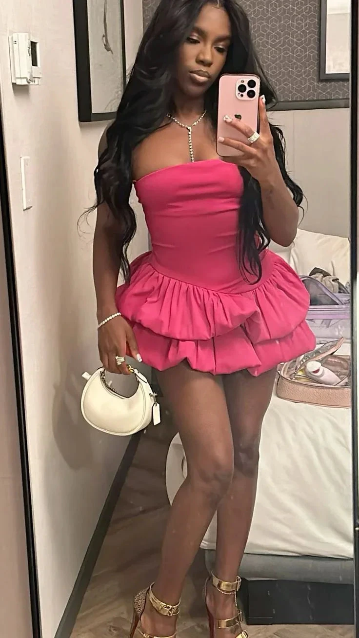 Pink Strapless Sexy Ruffles Short Party Dress Homecoming Dress Y7705 by simplepromdress
