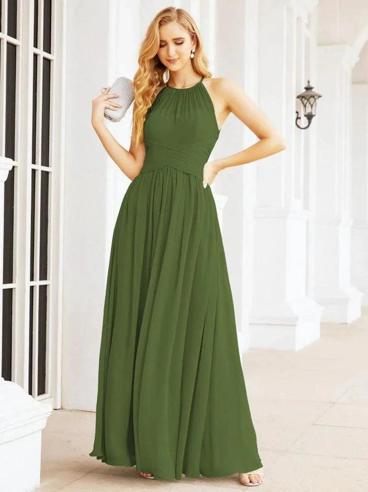 Numbersea Sleeveless Bridesmaid Dresses Long Prom Gown Zipper with Keyhole Back 28056 by numbersea