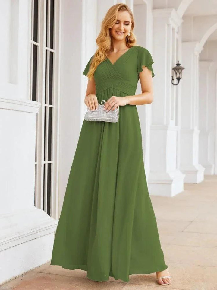 Numbersea Formal Prom Gowns for Mother of The Bride Cap Sleeves Bridesmaid Dress 28047 by numbersea