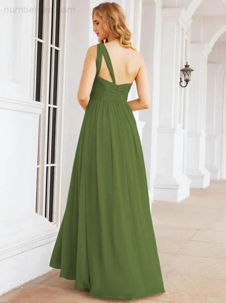 Numbersea One Shoulder Bridesmaid Dresses Long Maxi Formal Evening Party Prom Gowns 28061 by numbersea