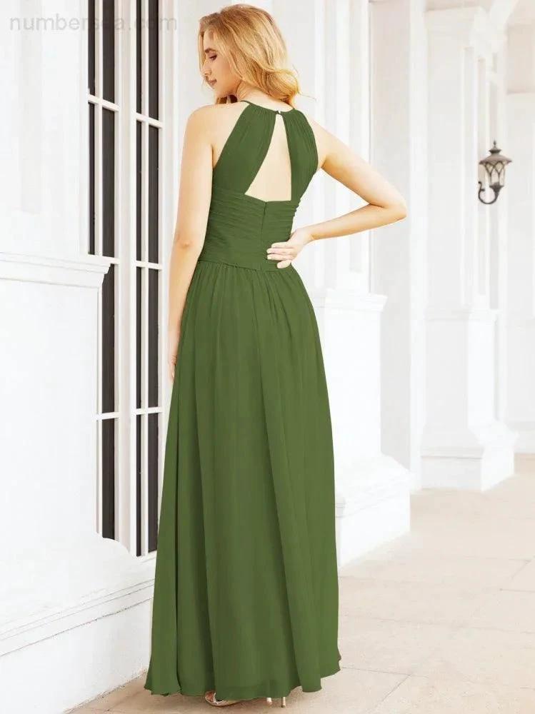 Numbersea Sleeveless Bridesmaid Dresses Long Prom Gown Zipper with Keyhole Back 28056 by numbersea