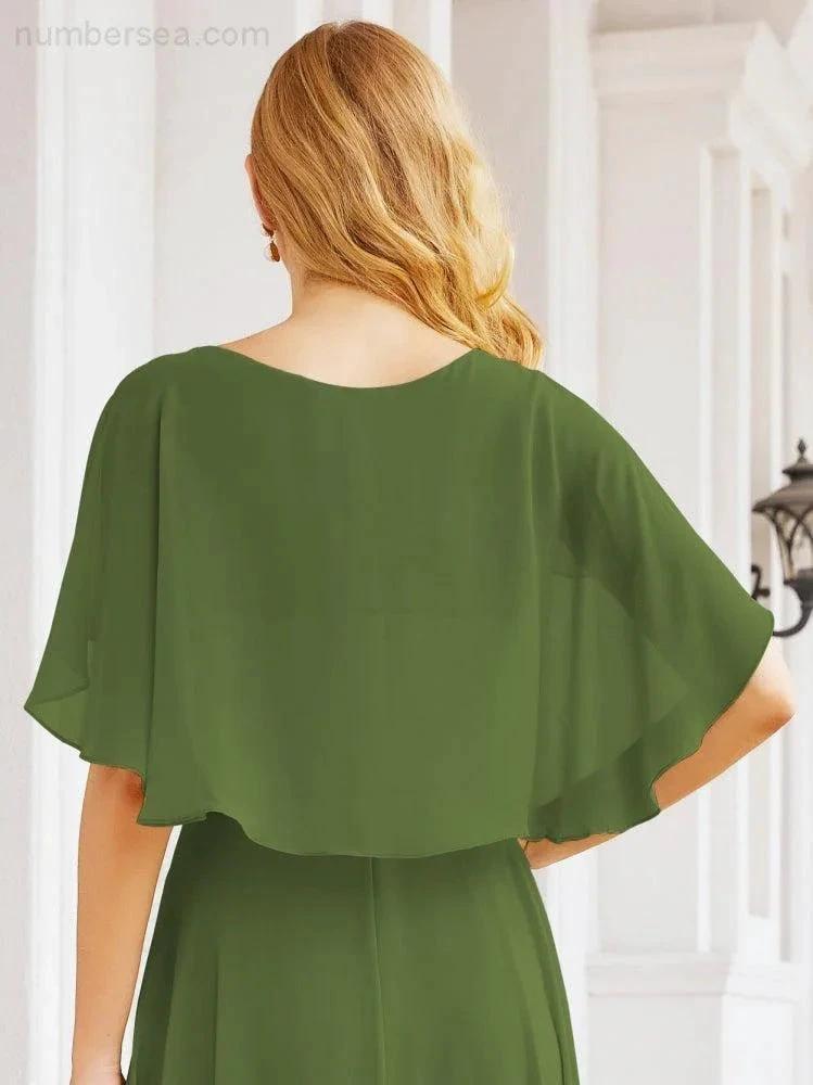 Numbersea Bridesmaid Dresses for Wedding Formal Evening Party Prom Gown with Cape 28050 by numbersea