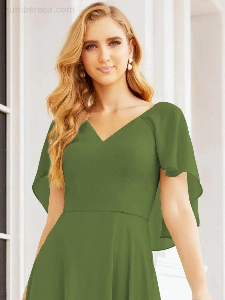 Numbersea Bridesmaid Dresses for Wedding Formal Evening Party Prom Gown with Cape 28050 by numbersea