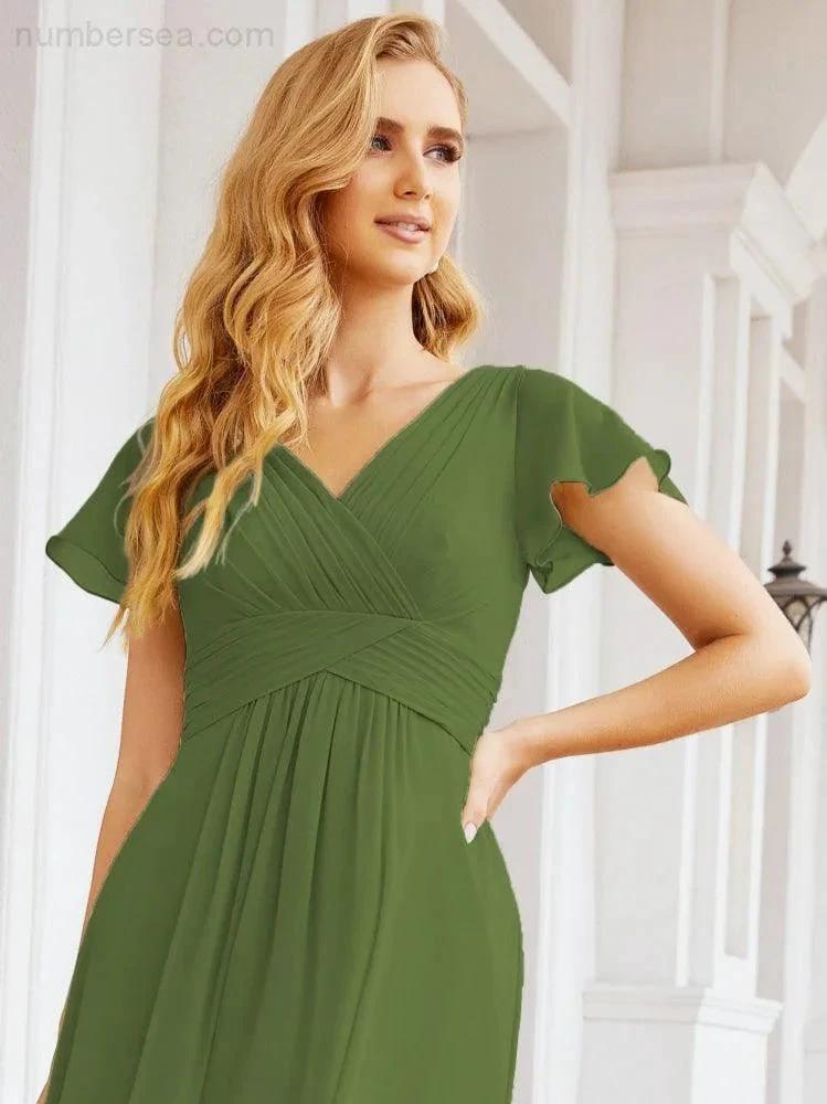 Numbersea Formal Prom Gowns for Mother of The Bride Cap Sleeves Bridesmaid Dress 28047 by numbersea