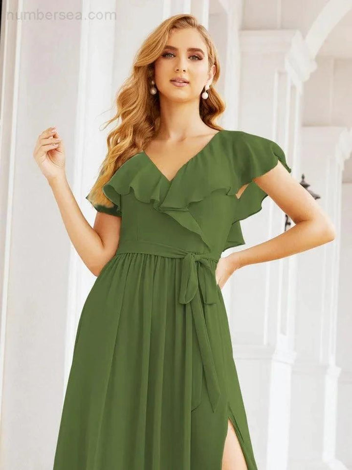 Bridesmaid Dresses with Flutter Sleeves Formal Evening Party Prom Gowns 28044 by numbersea