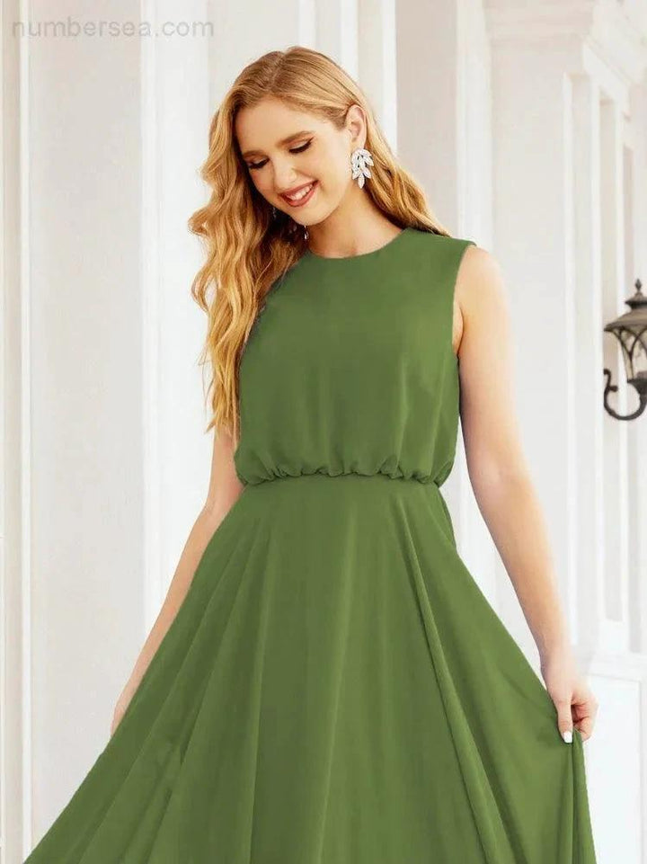 Numbersea Sleeveless Long Bridesmaid Dress A line Formal Evening Prom Gown 28025 by numbersea