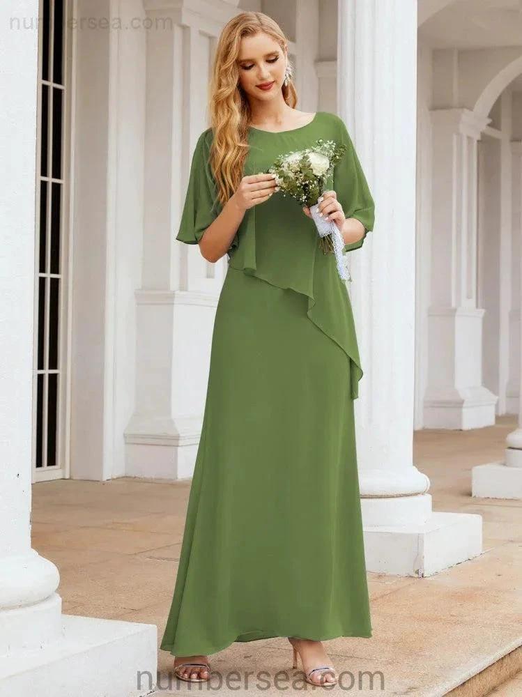 Sunnderly Formal Party Gown Dress Long Mother of The Bride Dresses with Ruffle Cape SY28026 by numbersea