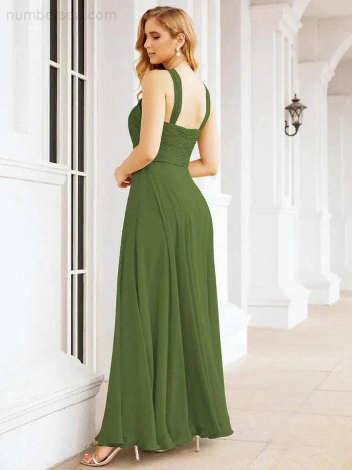 Numbersea Crisscross Halter Bridesmaid Dresses for Party Wedding Evening Prom Maxi Ball Gowns 28053 by numbersea