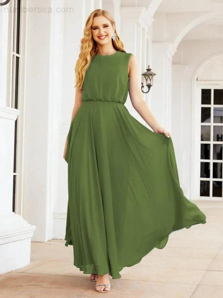 Numbersea Sleeveless Long Bridesmaid Dress A line Formal Evening Prom Gown 28025 by numbersea