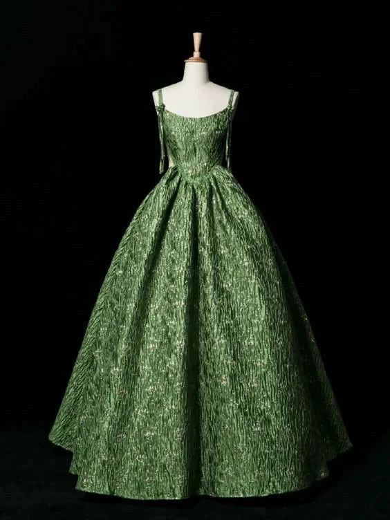 Vintage Green Evening Gown Spaghetti Straps A Line Prom Party Dress Brithday Ball Gown Y7567 by simplepromdress