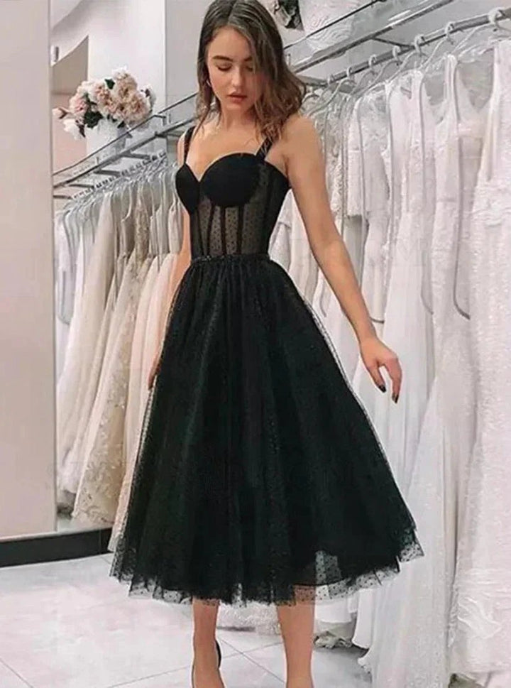 Cute Black Straps A Line Sleeveless Homecoming Party Dresseses by Ombreprom