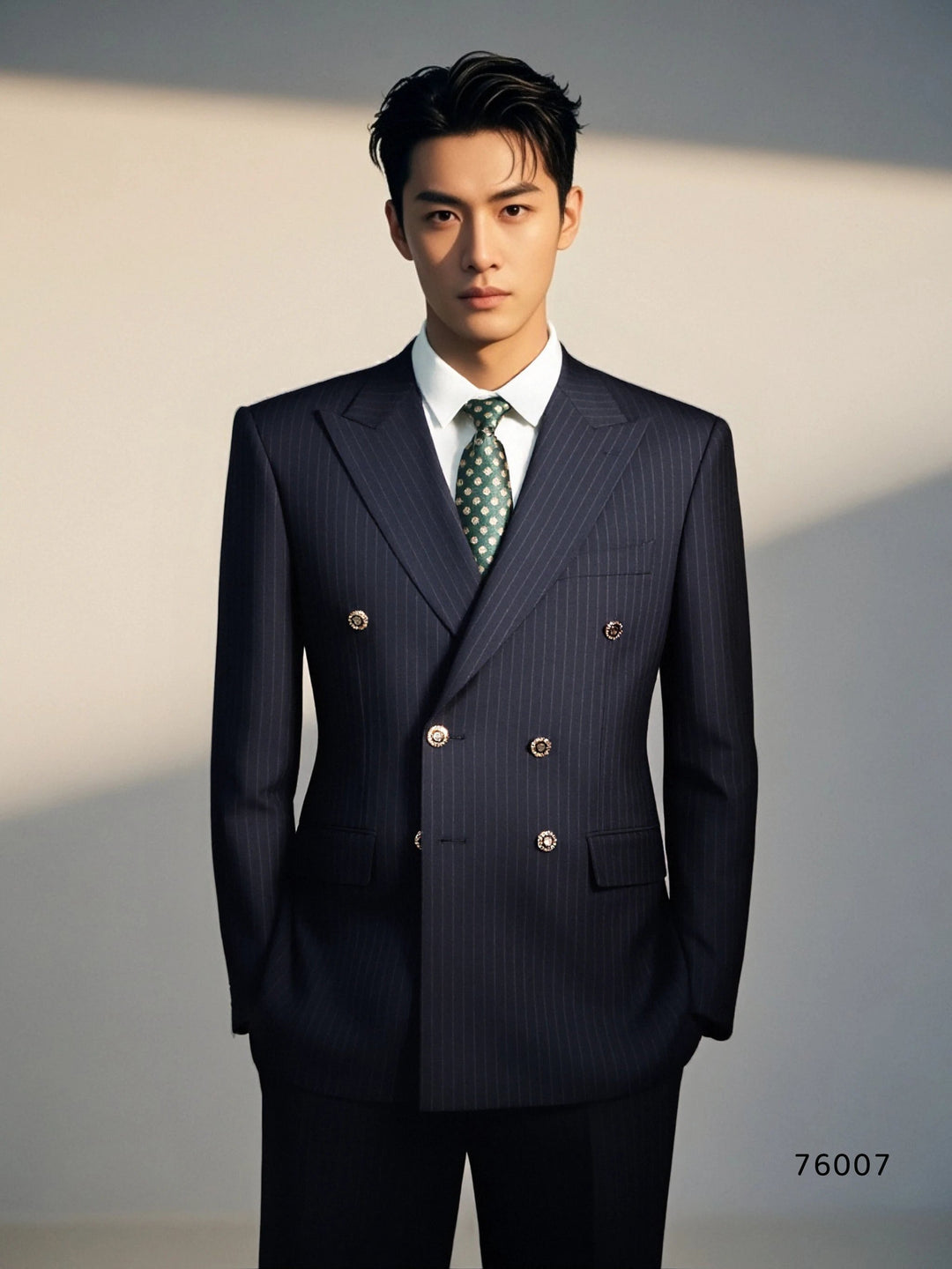 Double-Breasted Pinstripe Wool Suit | Tailored Formal Groom &amp; Business Suit by 男装