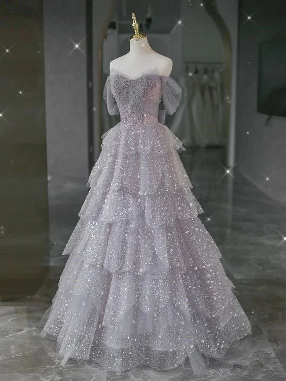Gorgeous Ball Gown Off The Shoulder Tulle Prom Dress Evening Dress Y7580 by simplepromdress