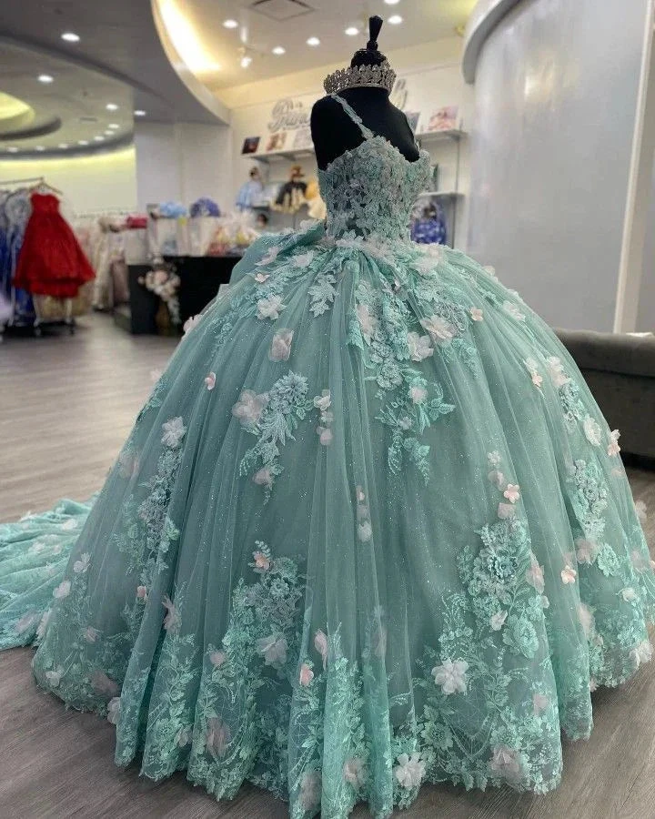 Glamorous 3D Flowers Ball Gown,Princess Dress,Sweet 16 Dress Y2320 by simplepromdress