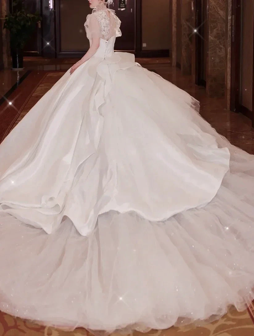 Chic A-line Long Sleeves Wedding Dress,Bridal Gown Y6789 by simplepromdress
