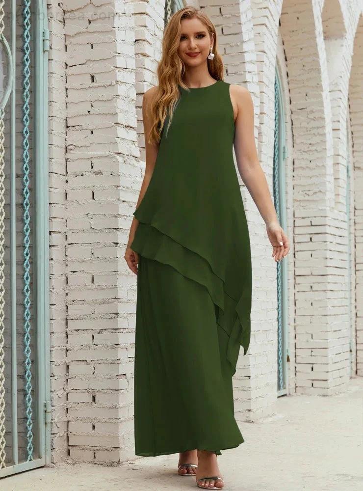 Chiffon Long Plus Size Mother of Bride Dresses Formal Bridesmaid Prom Gown SY28019 by numbersea