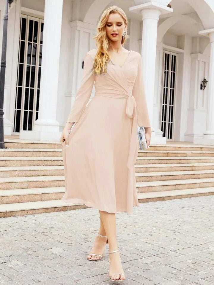 Bridesmaid Dress V-Back Waist Belt Mother of the Bride Wedding Guest SY28031 by numbersea