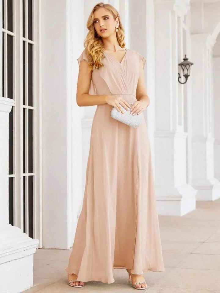 Sunnderly Bridesmaid Dresses Cape Formal Prom Dress Open Back Gowns for Mother of The Bride SY28058 by numbersea