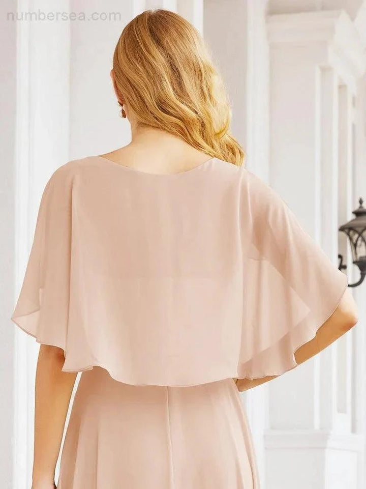 Numbersea Bridesmaid Dresses for Wedding Formal Evening Party Prom Gown with Cape 28050 by numbersea
