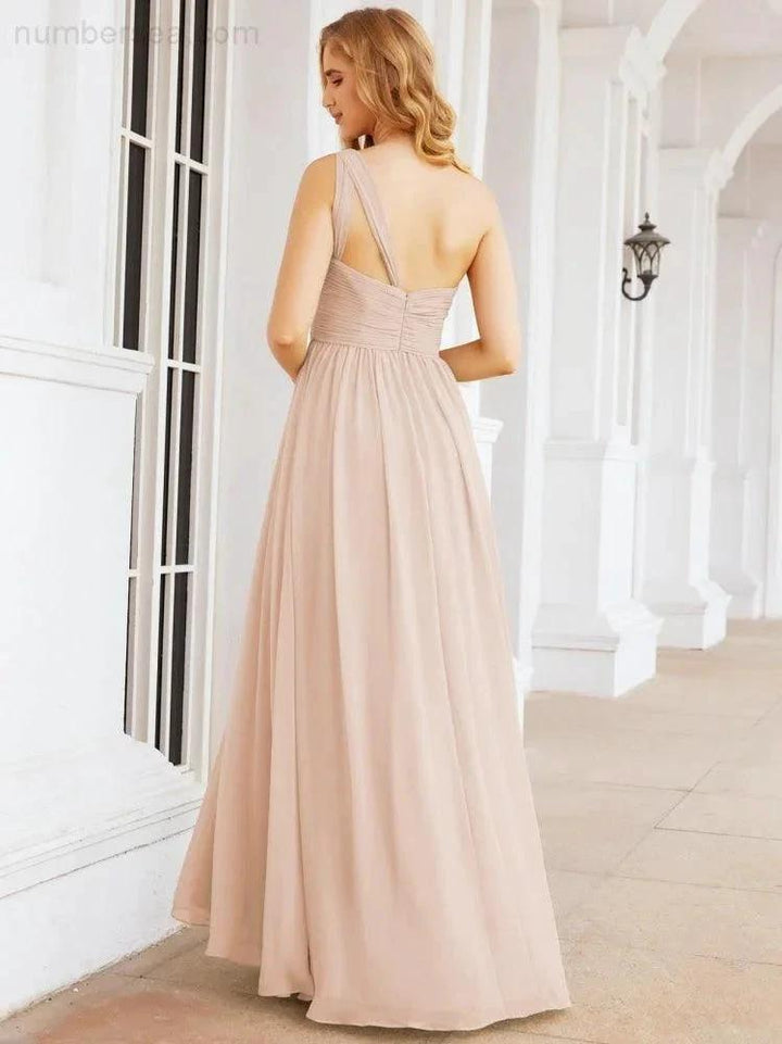 Numbersea One Shoulder Bridesmaid Dresses Long Maxi Formal Evening Party Prom Gowns 28061 by numbersea