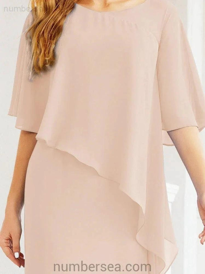 Sunnderly Formal Party Gown Dress Long Mother of The Bride Dresses with Ruffle Cape SY28026 by numbersea
