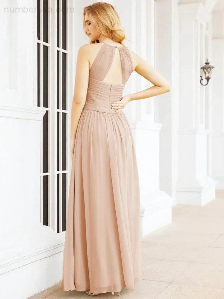 Numbersea Sleeveless Bridesmaid Dresses Long Prom Gown Zipper with Keyhole Back 28056 by numbersea