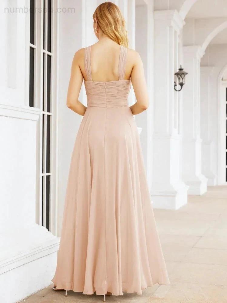 Numbersea Crisscross Halter Bridesmaid Dresses for Party Wedding Evening Prom Maxi Ball Gowns 28053 by numbersea