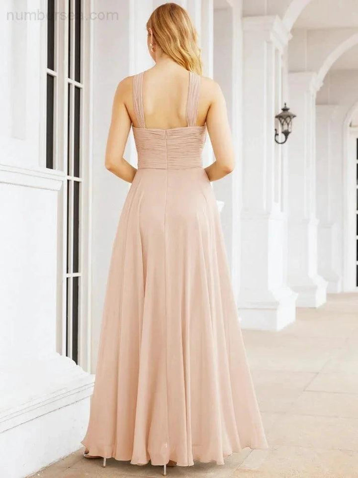 Numbersea Crisscross Halter Bridesmaid Dresses for Party Wedding Evening Prom Maxi Ball Gowns 28053 by numbersea