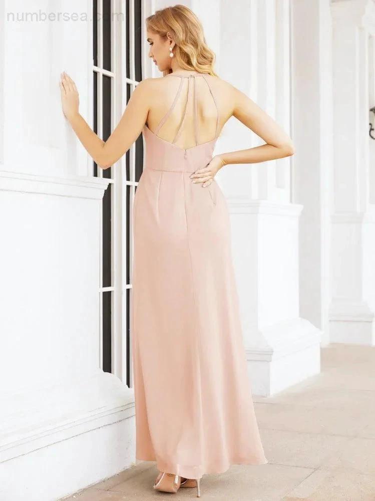 Numbersea Spaghetti Strap Bridesmaid Dresses V-Neck Long A-Line Formal Prom Gowns 28063 by numbersea