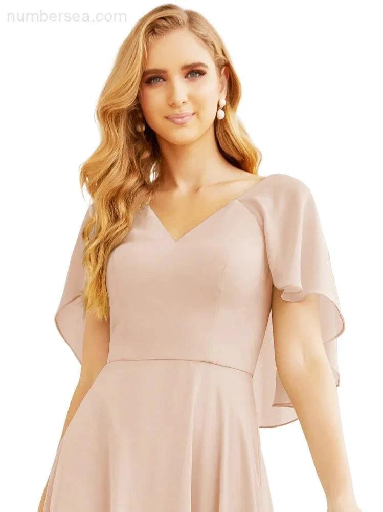 Numbersea Bridesmaid Dresses for Wedding Formal Evening Party Prom Gown with Cape 28050 by numbersea