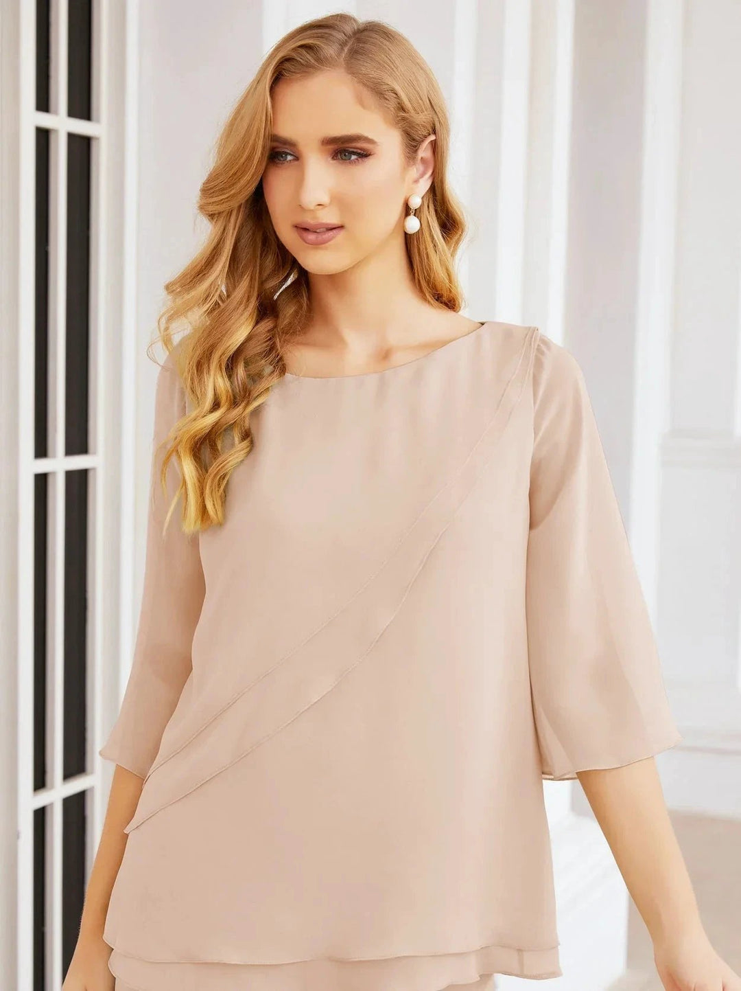 Sunnderly Elegant 2 Piece Mother of The Bride Dress Plus Size Pant Suits Ruffle Layers Sliver Housecoat SY28064 by numbersea
