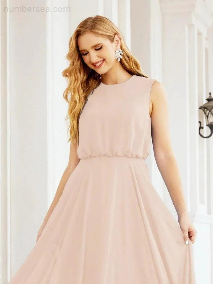 Numbersea Sleeveless Long Bridesmaid Dress A line Formal Evening Prom Gown 28025 by numbersea