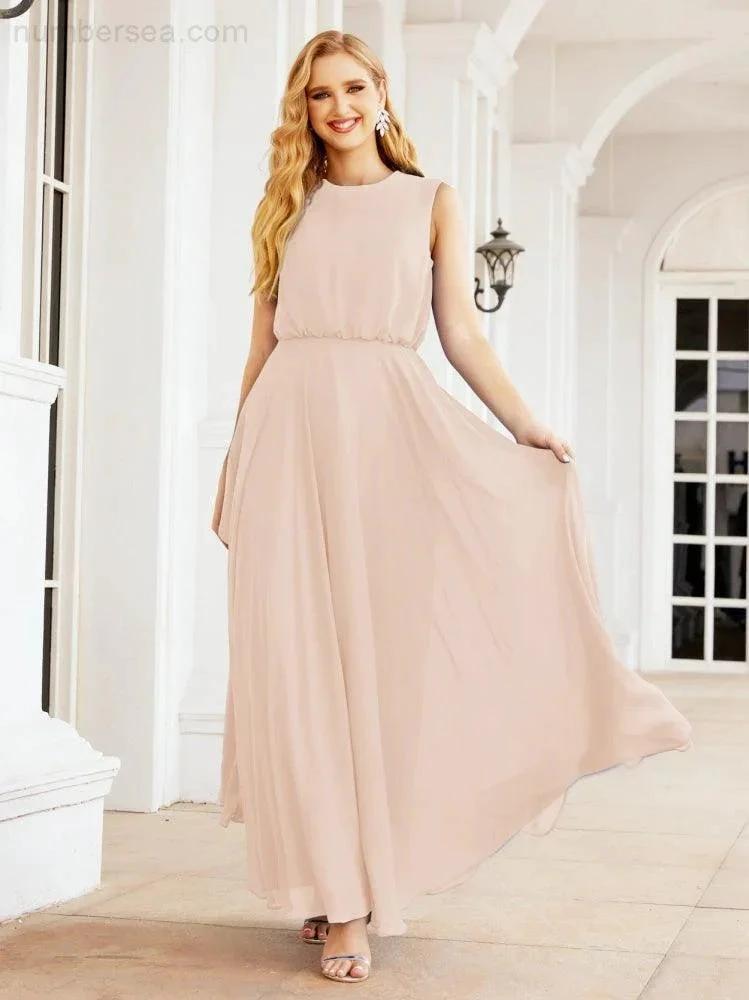 Numbersea Sleeveless Long Bridesmaid Dress A line Formal Evening Prom Gown 28025 by numbersea