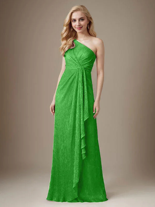 Ruby Sheath One Shoulder Metallic Mesh Dress Mother of the Bride Dress by Dreamylily